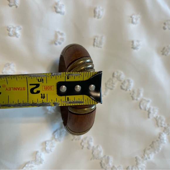 Kenneth Lane GORGOUS wood and brass bangle bracelet chunky statement piece - Picture 8 of 9